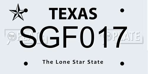 SGF017 Texas License Plate