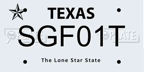 SGF01T Texas License Plate