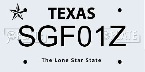 SGF01Z Texas License Plate