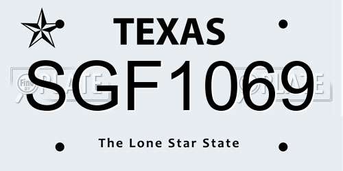 SGF1069 Texas License Plate