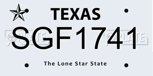 SGF1741 Texas License Plate