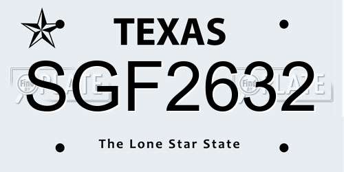 SGF2632 Texas License Plate
