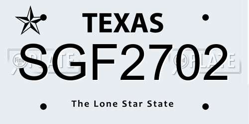 SGF2702 Texas License Plate