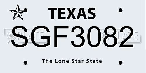 SGF3082 Texas License Plate