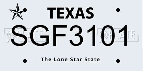 SGF3101 Texas License Plate