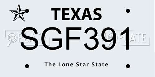 SGF391 Texas License Plate