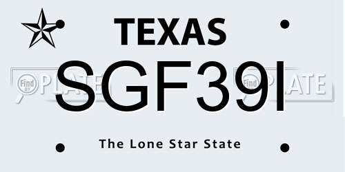 SGF39I Texas License Plate