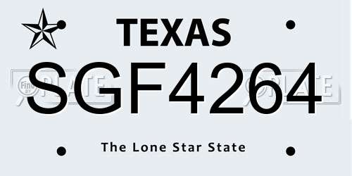SGF4264 Texas License Plate