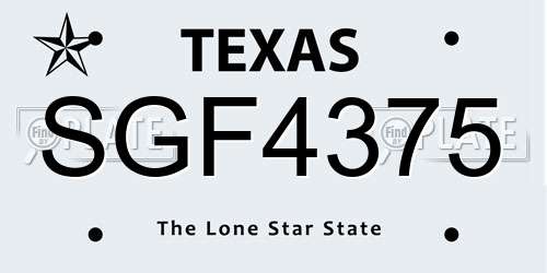 SGF4375 Texas License Plate
