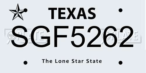 SGF5262 Texas License Plate