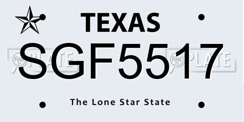 SGF5517 Texas License Plate