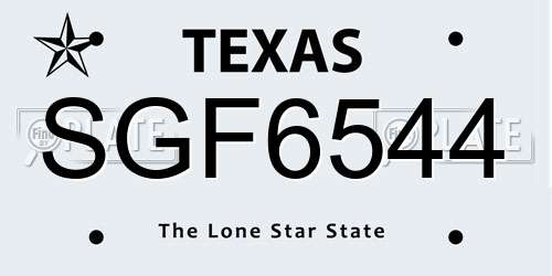 SGF6544 Texas License Plate