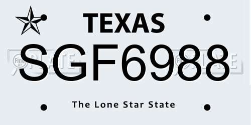 SGF6988 Texas License Plate