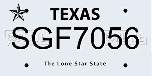 SGF7056 Texas License Plate