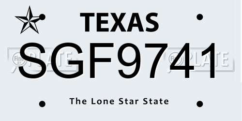 SGF9741 Texas License Plate