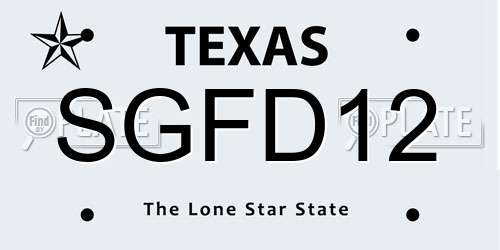 SGFD12 Texas License Plate