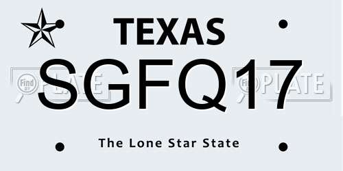 SGFQ17 Texas License Plate
