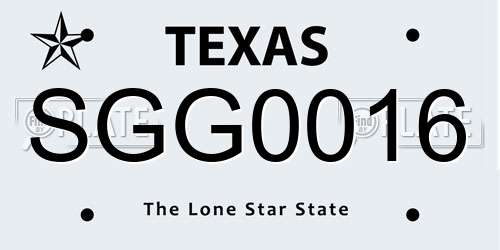 SGG0016 Texas License Plate