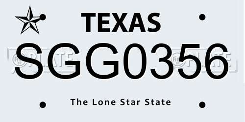 SGG0356 Texas License Plate