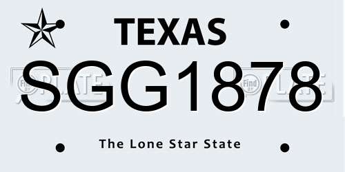 SGG1878 Texas License Plate