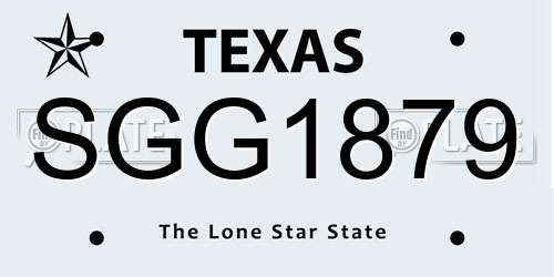 SGG1879 Texas License Plate