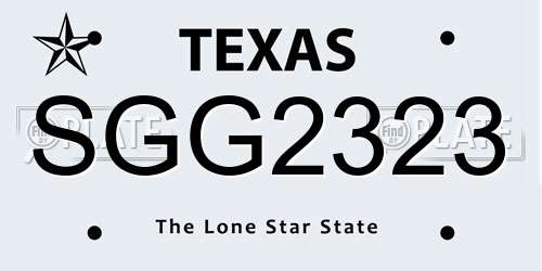 SGG2323 Texas License Plate