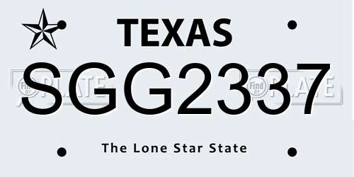 SGG2337 Texas License Plate