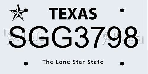 SGG3798 Texas License Plate