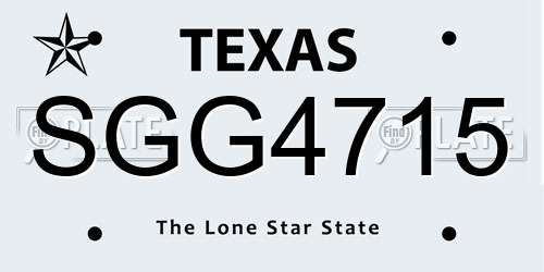 SGG4715 Texas License Plate