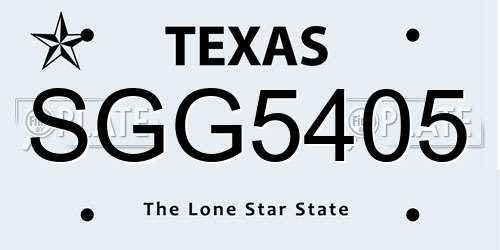 SGG5405 Texas License Plate