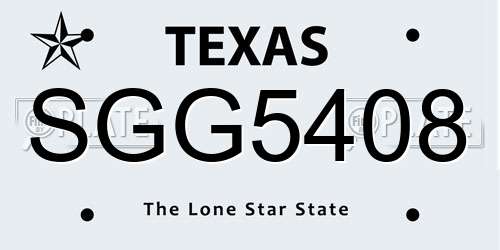 SGG5408 Texas License Plate