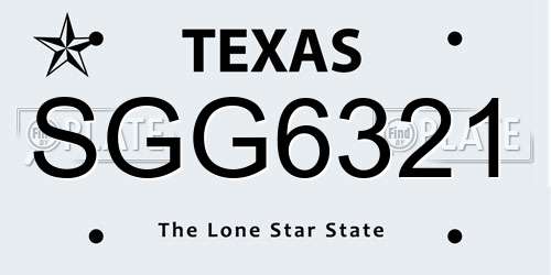 SGG6321 Texas License Plate