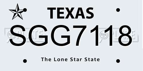 SGG7118 Texas License Plate