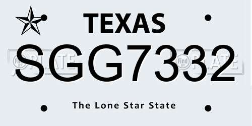 SGG7332 Texas License Plate
