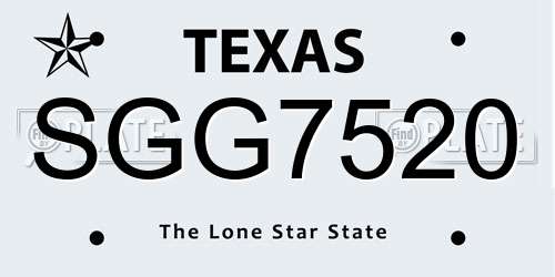 SGG7520 Texas License Plate