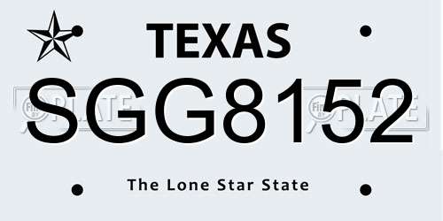 SGG8152 Texas License Plate