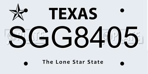 SGG8405 Texas License Plate