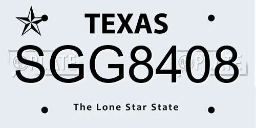 SGG8408 Texas License Plate