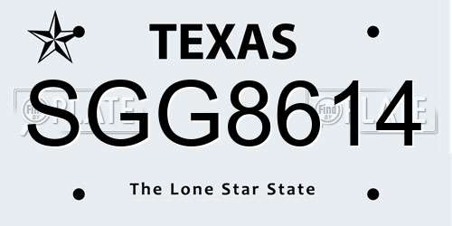 SGG8614 Texas License Plate