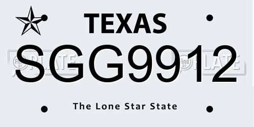 SGG9912 Texas License Plate