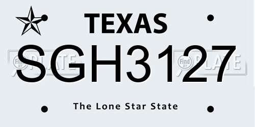 SGH3127 Texas License Plate