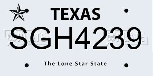 SGH4239 Texas License Plate