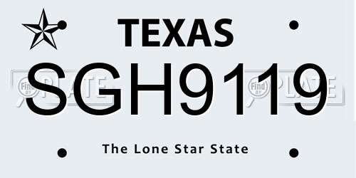 SGH9119 Texas License Plate