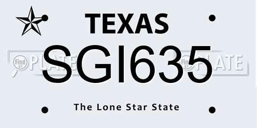 SGI635 Texas License Plate