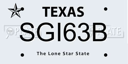 SGI63B Texas License Plate