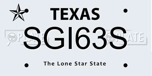 SGI63S Texas License Plate