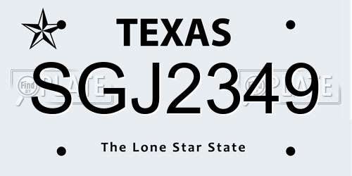 SGJ2349 Texas License Plate