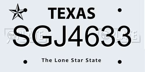 SGJ4633 Texas License Plate