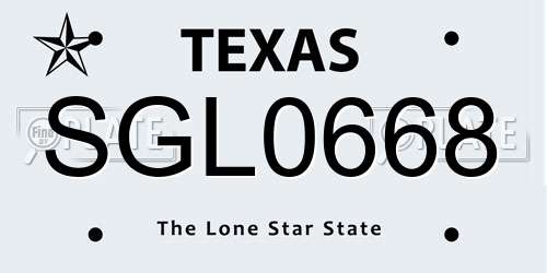 SGL0668 Texas License Plate