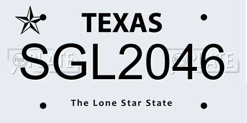 SGL2046 Texas License Plate